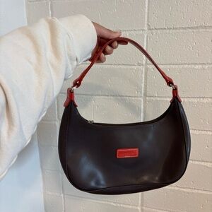 Longchamp vintage vinyl mini shoulder bag in brown